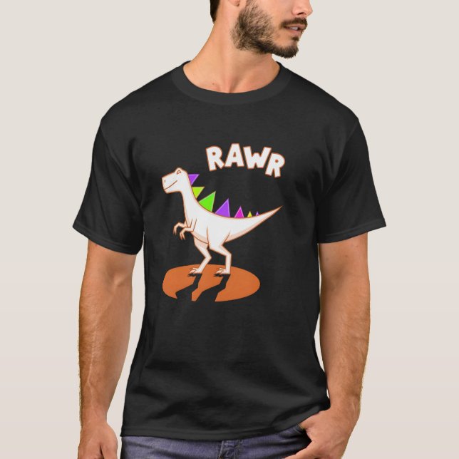 Camiseta Dinosaurio de Cute Dino Rawr Roaring Funny Kid Din (Anverso)