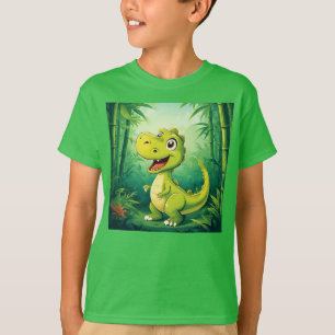 Camiseta Dinosaurio de dibujos animados adorable en una exu
