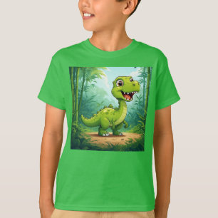 Camiseta Dinosaurio de dibujos animados adorable en una exu
