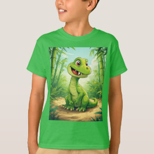 Camiseta Dinosaurio de dibujos animados adorable en una exu
