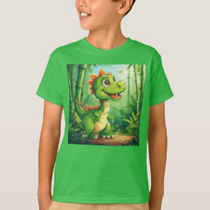 Camiseta Dinosaurio de dibujos animados adorable en una exu