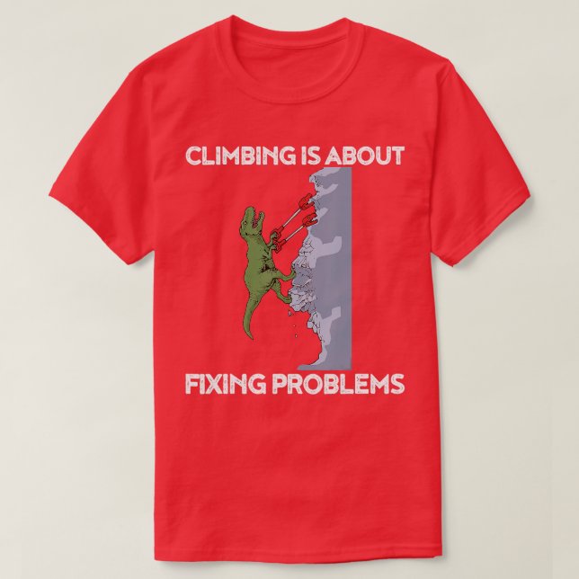 Camiseta Dinosaurio de escalada divertida de Rex Rock Climb (Diseño del anverso)