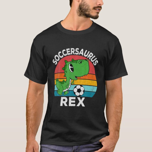 Camiseta Dinosaurio De Fútbol De Rex Para Niños (Anverso)