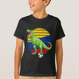 Camiseta Dinosaurio de fútbol Trex bandera de Colombia niño