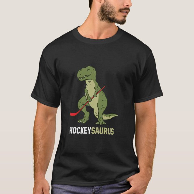 Camiseta Dinosaurio de hockey sobre hielo de dinosaurio (Anverso)