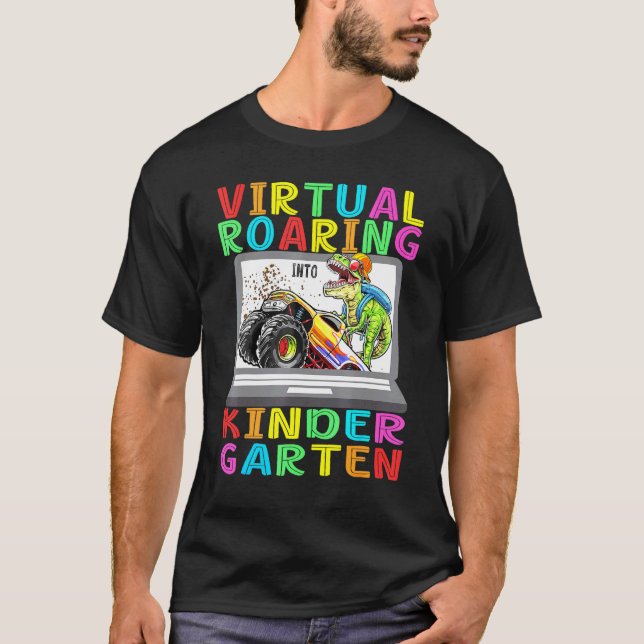 Camiseta Dinosaurio de jardín de infancia virtual ruidoso p (Anverso)