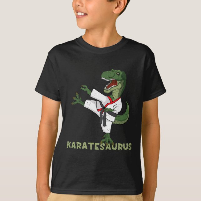Camiseta Dinosaurio de Karate Divertido Karatesaurus T-rex  (Anverso)