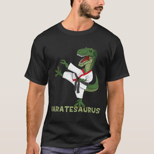 Camiseta Dinosaurio de Karate Divertido Karatesaurus T-Rex  (Anverso)