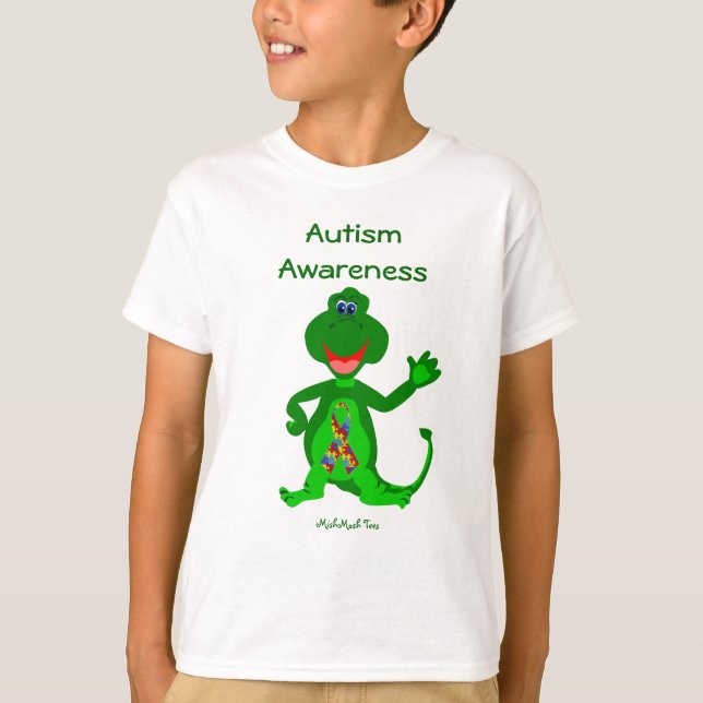 Camiseta Dinosaurio de la conciencia del autismo (Anverso)