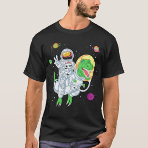 Camiseta dinosaurio de la equitación astronauta