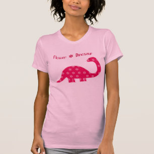 Camiseta Dinosaurio de la flor - rosa