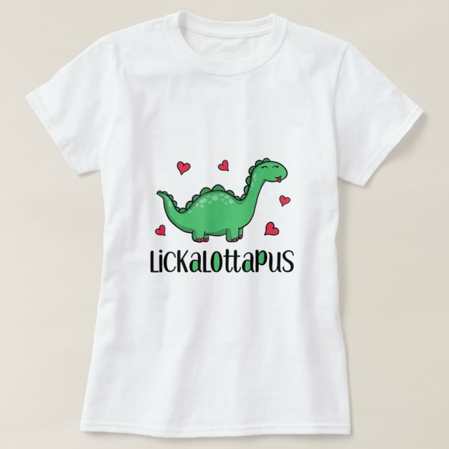 Camiseta Dinosaurio de Lickalottapus con corazones Graciosa (Diseño del anverso)