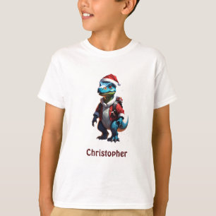 Camiseta Dinosaurio de los Navidades azules