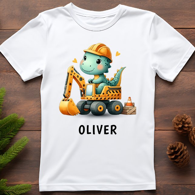 Camiseta Dinosaurio de los trabajadores en una excavadora (Subido por el creador)