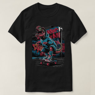 Camiseta Dinosaurio de monopatín de grafiti de calle urbana