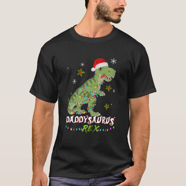 Camiseta Dinosaurio de Navidades familiares de Santa Hat T  (Anverso)