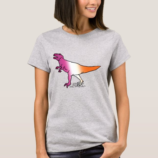 CAMISETA DINOSAURIO DE ORGULLO LESBIANO (Anverso)