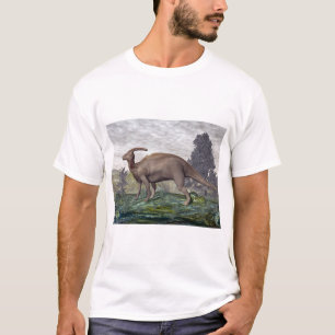 Camiseta Dinosaurio de Parasaurolophus entre árboles del