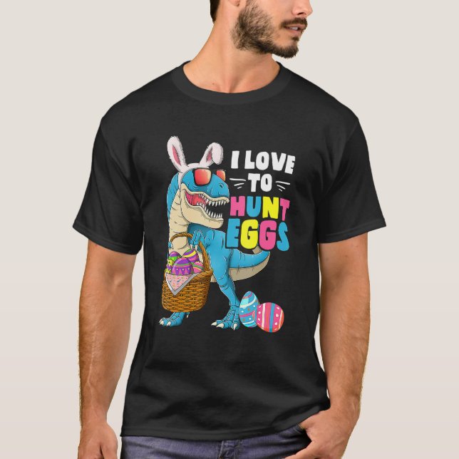 Camiseta Dinosaurio de Pascua T Rex Niños Chicas Huevos Caz (Anverso)