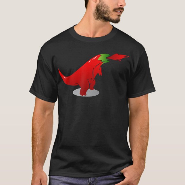 Camiseta Dinosaurio de pimienta picante de comida del cinco (Anverso)