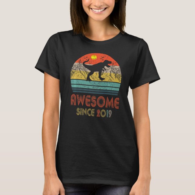 Camiseta Dinosaurio de regalo de 4 años impresionante desde (Anverso)