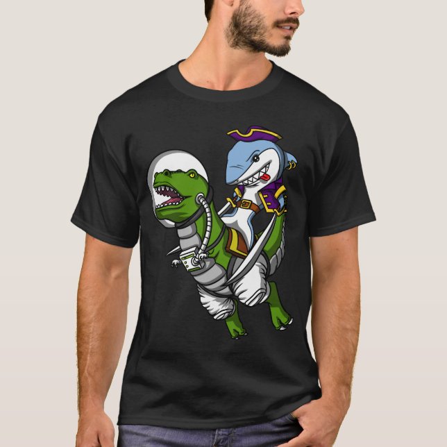 Camiseta Dinosaurio de T-Rex del espacio del montar a (Anverso)