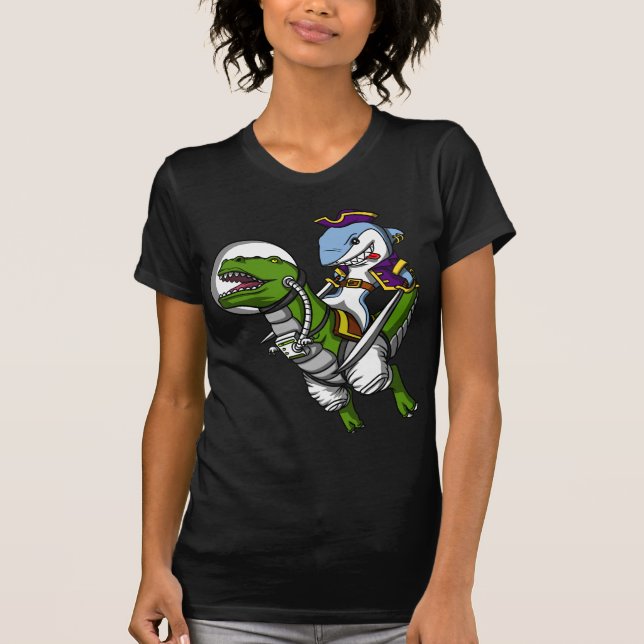 Camiseta Dinosaurio de T-Rex del espacio del montar a (Anverso)