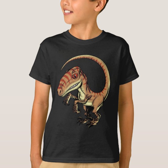 Camiseta Dinosaurio del rapaz del Velociraptor de Marco D (Anverso)