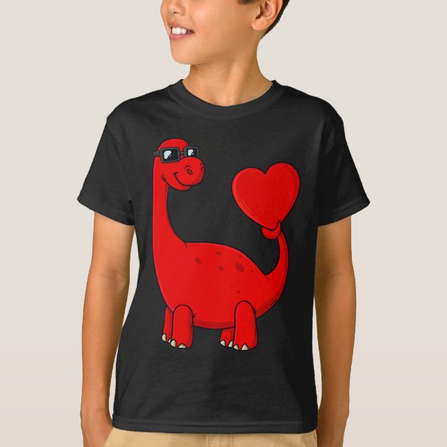 Camiseta Dinosaurio día de San Valentín con Chica de niños  (Anverso)