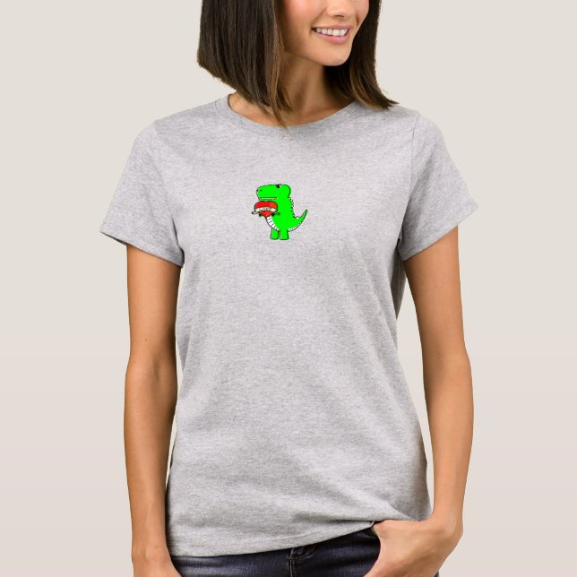 Camiseta Dinosaurio Día de San Valentín lindo (Anverso)