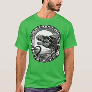 Camiseta Dinosaurio Dilophosaurus en un estilo Art Nouveau