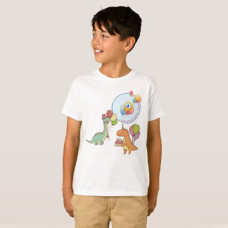 Camiseta Dinosaurio dino fiesta niños cumpleaños azul diver