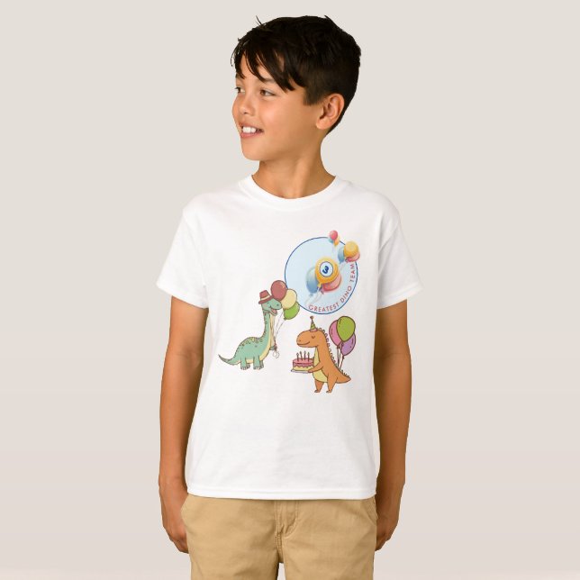 Camiseta Dinosaurio dino fiesta niños cumpleaños azul diver (Anverso completo)