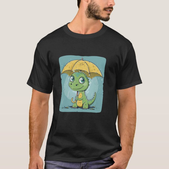 Camiseta Dinosaurio divertido con un fresco disfraz amarill (Anverso)