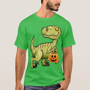 Camiseta Dinosaurio divertido Jack O Lantern Calabaza feliz