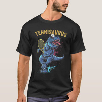 Camiseta Dinosaurio divertido jugando al tenis estilo retro