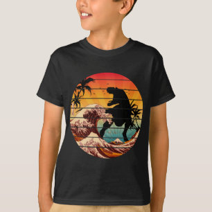 CAMISETA DINOSAURIO DIVERTIDO OLA DE KANAGAWA VINTAGE