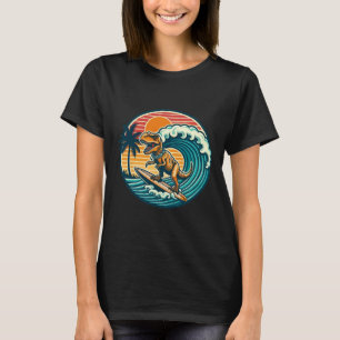 Camiseta Dinosaurio Divertido Tabla de Surf Playa Verano Su