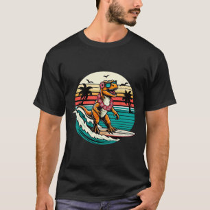 Camiseta Dinosaurio Divertido Tabla de Surf Playa Verano Su