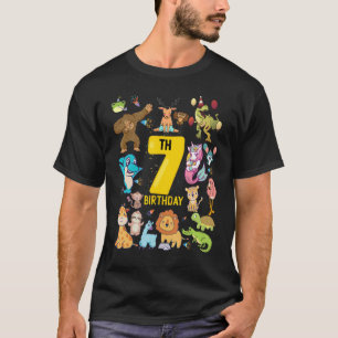 Camiseta Dinosaurio Divertido Unicornio Flamenco Llama 7 Añ