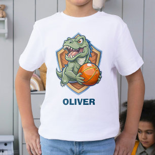 Camiseta Dinosaurio divertido y aterrador jugando baloncest