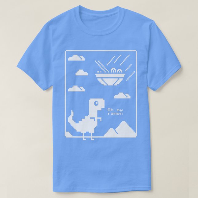 Camiseta Dinosaurio divertido y Pixel de ramen japonés fide (Diseño del anverso)