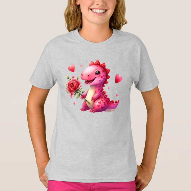 Camiseta Dinosaurio El día de San Valentín lindo (Anverso)