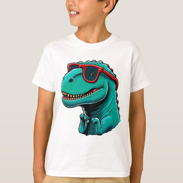 Camiseta "Dinosaurio elegante con anteojos" (Anverso)
