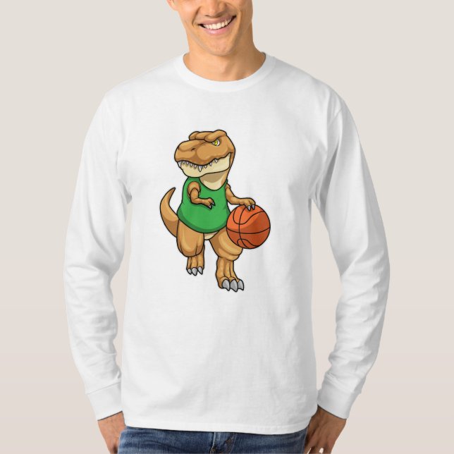 Camiseta Dinosaurio en Deportes con Baloncesto (Anverso)