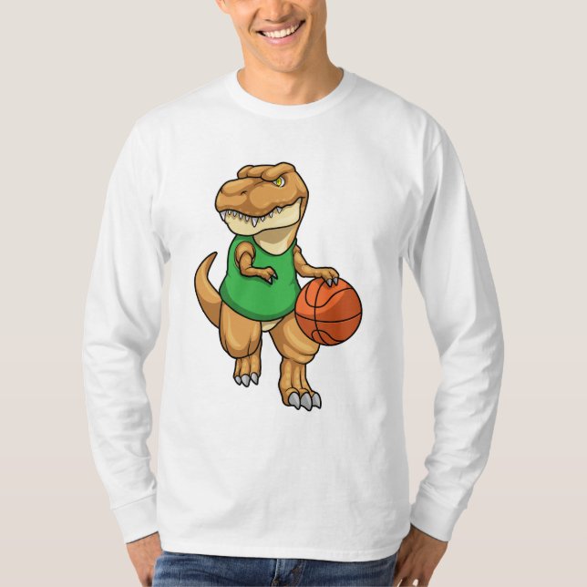 Camiseta Dinosaurio en Deportes con Baloncesto (Anverso)