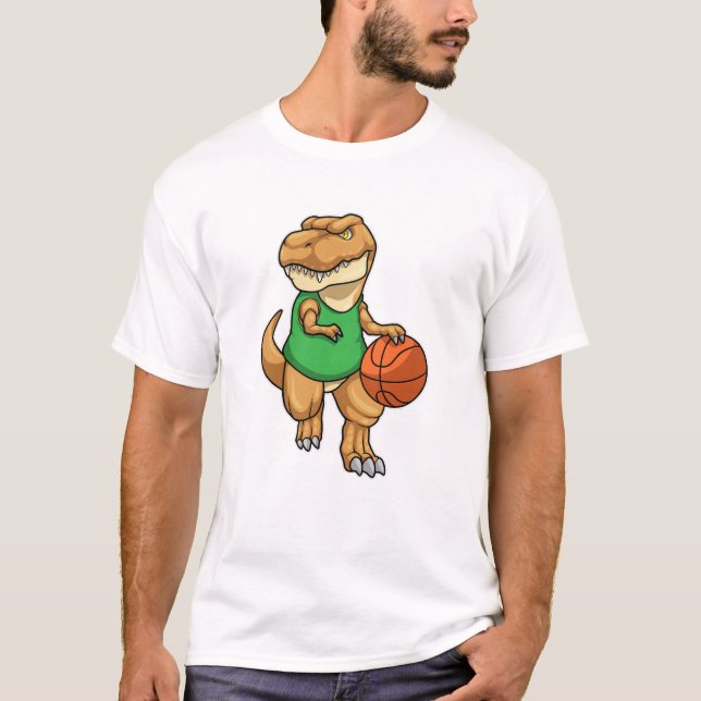 Camiseta Dinosaurio en Deportes con Baloncesto (Anverso)