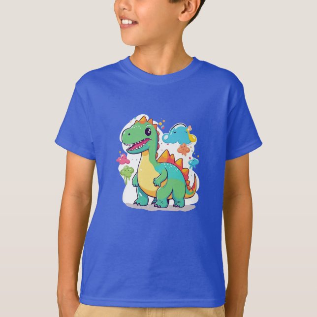 Camiseta Dinosaurio en el diseño de nubes (Anverso)