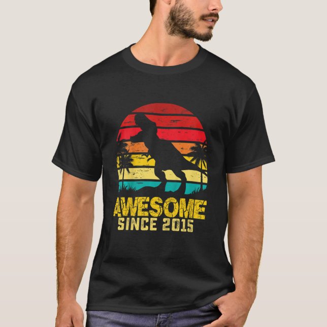 Camiseta Dinosaurio en el séptimo cumpleaños 2015 7 años de (Anverso)