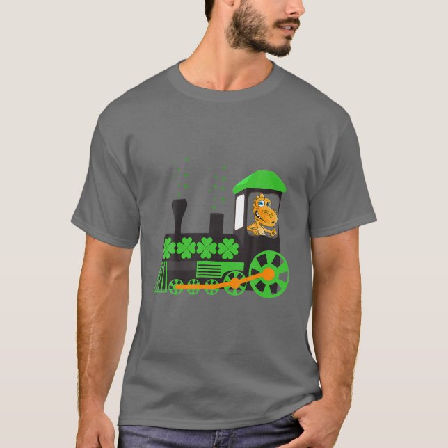 Camiseta Dinosaurio en el tren del Día de San Patricio (Anverso)